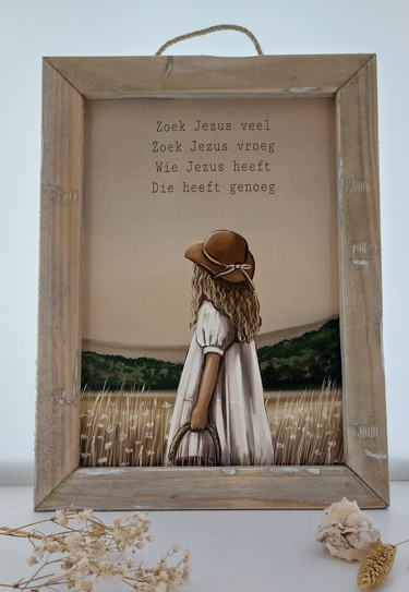 Schilderij A4 Zoek Jezus veel  (meisje)