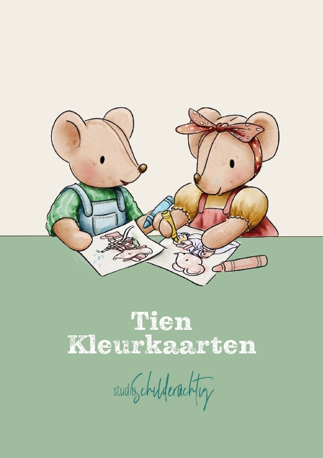 Mapje 10 kleurkaarten Muisjes (groen)