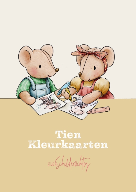 Mapje 10 kleurkaarten Muisjes (geel)