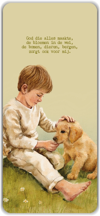 Boekenlegger God die alles (jongentje)