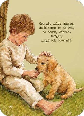 Kaartje A7 God die alles (jongentje)