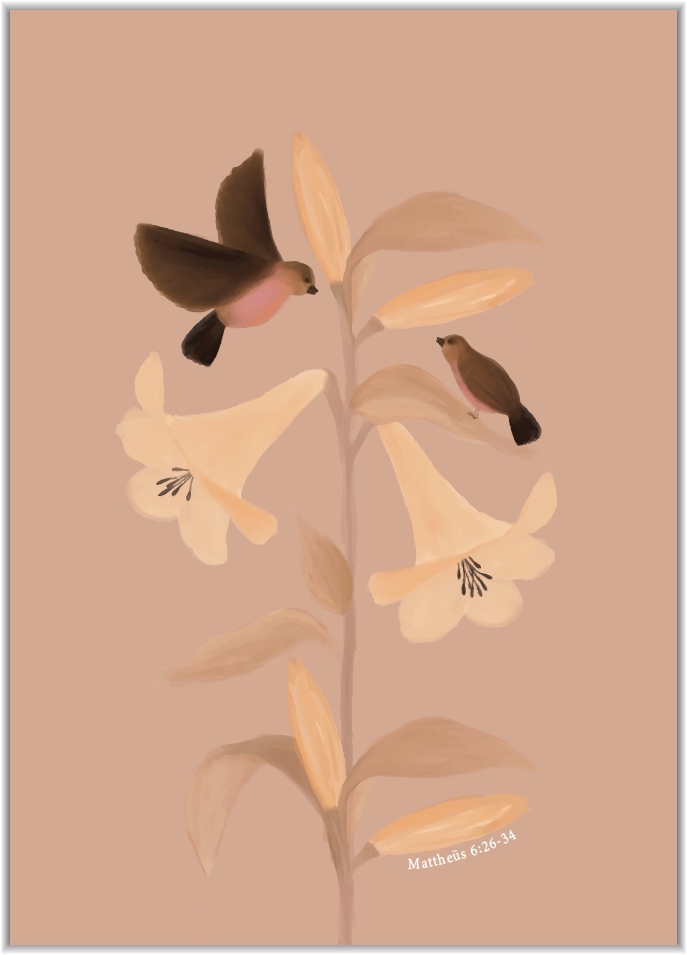 Poster A5 Lelies en musjes (Blanco)