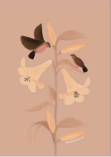 Poster A3 Lelies en musjes (Blanco)