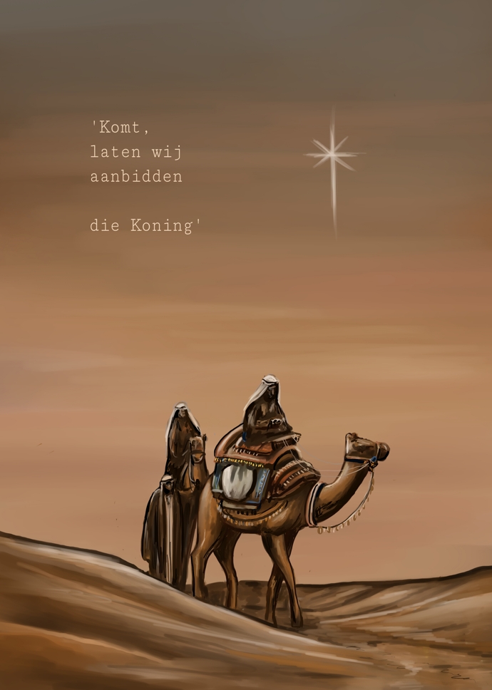Kaartje A7 Komt , laten wij aanbidden